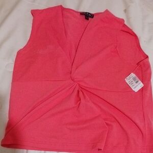 Pink Sleeveless Tie Front Tank Top